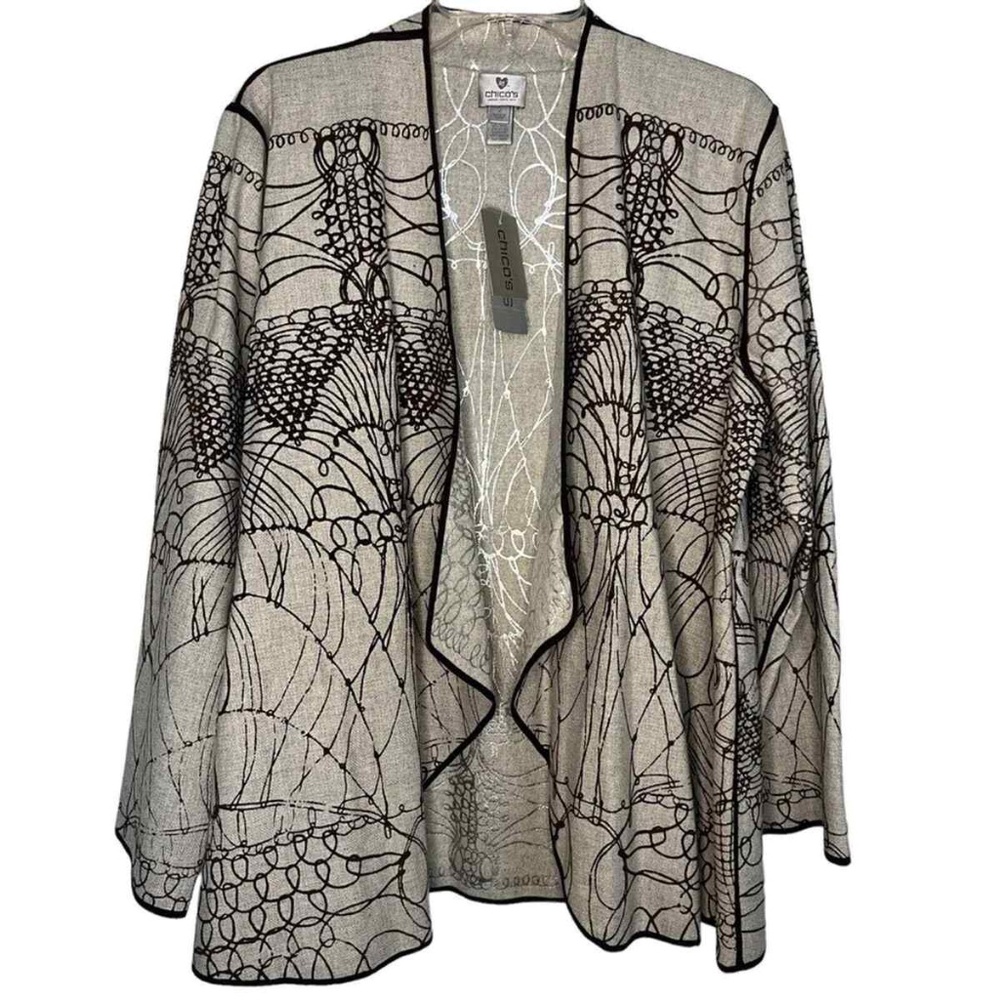 Jacket Swing Grey Silver Script Cascade Reversebl… - image 2